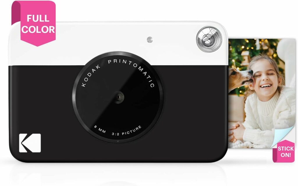 KODAK Printomatic Full-Color Instant Print Digital Camera - Colorful Photos On Zink 2x3" Sticky-Back Photo Paper - 5MP, Portable, Creative Fun Gift for Birthday, Christmas, Holiday - Black