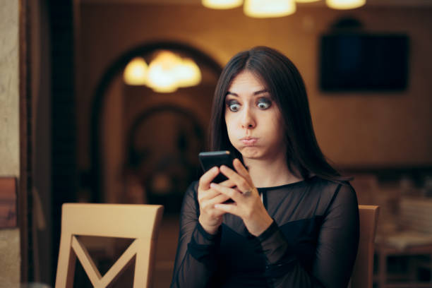 Lady overreacting after looking at her mobile phone